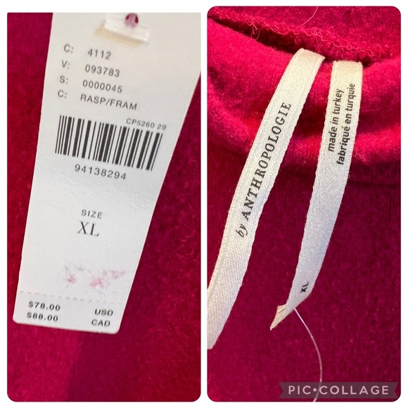 NWT new XL Anthropologie ruched sleeve turtleneck top raspberry pink stretchy - Picture 16 of 17